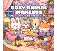 Cozy Animal Moments Coloring Book for Kids: 57 Cute & Easy Designs for Relaxation, Creativity, Stress Relief and Fun | Adorable Kawaii Animals in Cozy Scenes