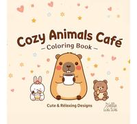 Cozy Animals Café Coloring Book: 30 Bold and Easy Illustrations for Stress Relief - Simple and Cute Café Themed Designs for Adults, Teens, and Beginners