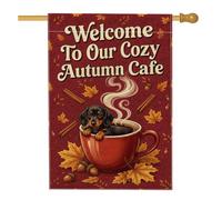 Cozy Autumn Bassotto - Bandiera a tema casa, 71 x 101 cm