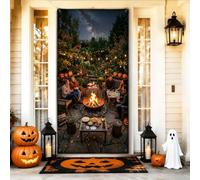Cozy Autumn Bonfire Night Scene Door Covers 91 x 182 cm