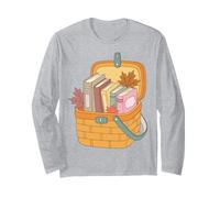 Cozy Autumn Book Basket Fall Reading Season Bookworm Maglia a Manica