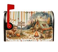 Cozy Autumn Camping Highland Cow, copertura magnetica per cassetta postale, 53 x 63 cm
