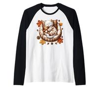 Cozy Autumn Cat for Kitten Mom Who Loves Pumpkins Fall Vibes Maglia con Maniche Raglan