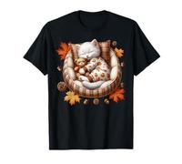 Cozy Autumn Cat for Kitten Mom Who Loves Pumpkins Fall Vibes Maglietta