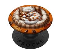 Cozy Autumn Cat For Kitten Mom Who Loves Pumpkins Fall Vibes PopSockets PopGrip Adesivo