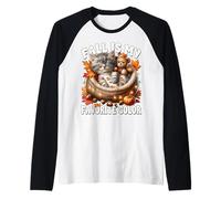 Cozy Autumn Cat in Kitten Bed Fall Is My Favorite Color Maglia con Maniche Raglan