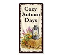 Cozy Autumn Days Door Cover Banner Decorativo, Lanterna Rustica Design Floreale Decorazione Porta D'ingresso, Interno Esterno Autunno Raccolto Festival Forniture 91 x 183 cm