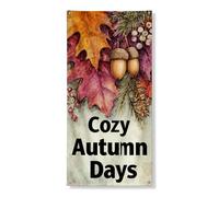 Cozy Autumn Days Door Cover Banner Decorativo, Rustico Ghiande Foglie Decorazione Porta d'ingresso, Interno Esterno Autunno Appeso Sfondo Stagionale Forniture 91x182 Pollici