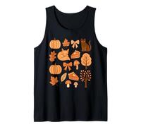 Cozy Autumn Fox Pumpkin Pie Design con Foglie Autunnali Canotta