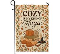 Cozy Autumn Magic Quote Pumpkins Bandiera da giardino 30,5 x 45,7 cm
