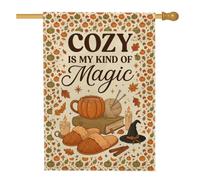 Cozy Autumn Magic Quote Pumpkins House Flag 71 x 101 cm