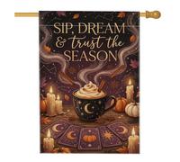 Cozy Autumn Mystical Coffee Tazza con bandiera della casa, 71 x 101 cm