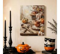 Cozy Autumn Pumpkins Canvas Kitchen Wall Art 8x10
