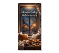 Cozy Autumn Rainy Window Citazione View Door Covers 91 x 182 cm