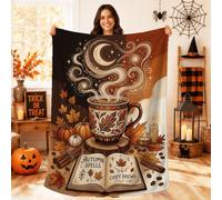 Cozy Autumn Spells Tazza a tema caffè Halloween coperta 101,2 x 152,4 cm