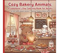 Cozy Bakery Animals: A Valentine’s Day Coloring Book for Adults: 45 Cute Kawaii Bakery Scenes - Relaxing, Medium-Detail Line Art