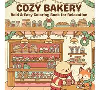 COZY BAKERY COLORING BOOK: Bold and Easy Christmas Coloring Book - Kawaii Sweets, Holiday Snacks, Gingerbread Cookies and Warm Cafe Drinks for Relaxation