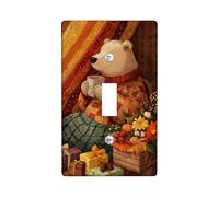 Cozy Bear - Placca di copertura per interruttore della luce, colori autunnali e foglie autunnali per decorazioni domestiche, piastre da parete in materiale termoplastico, dimensioni standard a levetta