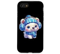 Cozy Blue Plaid Polar Bear Charm Inverno Custodia per iPhone SE (2020) / 7/8