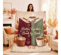 Cozy Book and Coffee Quote Books - Coperta autunnale, 127 x 152 cm