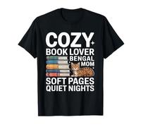 Cozy Book Lover Bengala Mom Soft Pages Quiet Nights Maglietta
