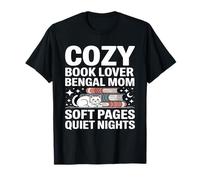 Cozy Book Lover Bengala Mom Soft Pages Quiet Nights Maglietta