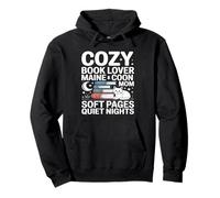 Cozy Book Lover Maine Coon Mamma Soft Pages Quiet Nights Felpa con Cappuccio