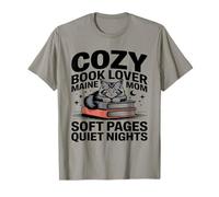 Cozy Book Lover Maine Coon Mamma Soft Pages Quiet Nights Maglietta