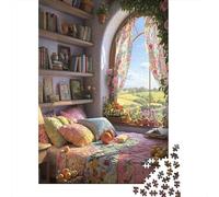 Cozy Book Nook Room Puzzle Da 1000 Pezzi Puzzle Adulti Paesaggi Giochi Rilassamento E Intelligence Per Adulti E Bambini A Partire Da 12 Anni 70x50cm/1000pcs