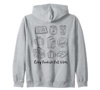 Cozy Bookish Fall Vibes Pumpkin Latte Libri Lettura Autunnale Felpa con Cappuccio