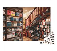Cozy Bookstore Puzzle for Adultoi 1000P Recyclable Library Scene Senior Puzzles Impossible Hard Difficult Challenging Relieve Senile Dementia Activity 52x38cm/1000Ps