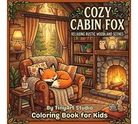Cozy Cabin Fox: Relaxing Rustic Woodland Scenes: Coloring Book for Kids