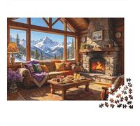 Cozy Cabin Puzzle 1000 Pezzi Riciclabile Mountain View Senior Puzzles Educativo Game Decompression Ideal per la Famiglia e gli Amici Compleanni 38x26cm/1000pcs