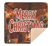 Cozy Cabin - Tappetino da gioco per bambini a tema "Merry Christmas", morbido e spesso, per interni ed esterni, portatile, per bambini, 127 x 127 cm