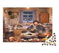 Cozy Cabin Winter Puzzles 1000 Pezzis Materiale Riciclato Rustic Home Puzzles for Anziani Alleviare la Demenza Senile Divertente Famiglia Game Activity Home 38x26cm/1000pcs
