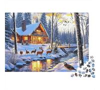 Cozy Cabin Winter Scene Jigsaw Puzzle Impossibili 1000 Pezzi Interesting Decorazione Per La Casa. Giochi Rilassamento E Intelligence Per Adulti E Bambini Da 12 Anni 52x38cm/1000pcs