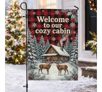 Cozy Cabin Winter Welcome Quote Log Christmas Garden Flag 30,5 x 45,7 cm