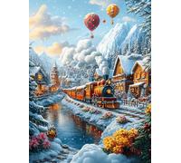 Cozy Cabin with A Train in The Snow Puzzle 300 Pezzi Per Arredamento Domestico Science Fiction Magical Dream Cartone Riciclato Ecologico Tema Natura Per Tutta La Casa Con Cornice Inclusa Migliore Ven