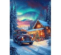 Cozy Cabin with A Truck Under The Northern Lights Rompicapo 300 Pezzi Per Creatività Bambini Wildlife Pet Cartone Spesso Tema Fantasy Per Passatempo Creativo Attività Educativa Con Poster Incluso 300
