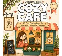 Cozy Café: 40 Cozy Coloring Pages for Relaxation, Creativity, Coffee Lovers, Cute Café Scenes, Stress Relief and Mindful Coloring for Adults and Teens