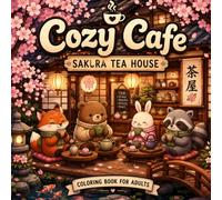 Cozy Cafe Coloring Book: 25 Relaxing Sakura Tea House Scenes with Bold and Easy Designs for Stress Relief and Creative Relaxation