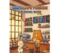 Cozy Cafe Friends: Bold and Easy Coloring Book: Cute Cozy Cafe Scenes with Adorable Animals and Thick Lines for Stress Relief and Relaxation