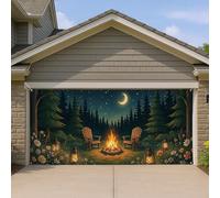 Cozy Campfire Copertura per porta del garage, lanterna rustica della foresta, decorazioni per esterni, notte d'autunno, decorazione per la casa per feste autunnali, 390 x 180 cm
