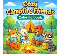 Cozy Campfire Friends Coloring Book: Bold and Easy Cute Animals Camping Theme Coloring Pages with Storyline