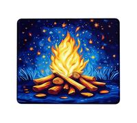 Cozy Campfire Tappetino per mouse rotondo, fiamme gialle vivaci con stelle, perfetto per autunno e inverno, tappetino per mouse da gioco in stile bohémien, per uso domestico e ufficio, quadrato, 20 x