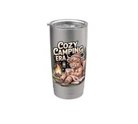Cozy Camping Era Mucca Campfire Scena Bicchiere termico in acciaio inox doppia parete