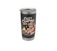 Cozy Camping Era Mucca Campfire Scena Bicchiere termico in acciaio inox doppia parete