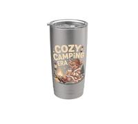 Cozy Camping Era Mucca Campfire Scena Bicchiere termico in acciaio inox doppia parete