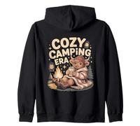Cozy Camping Era Mucca Campfire Scena Felpa con Cappuccio