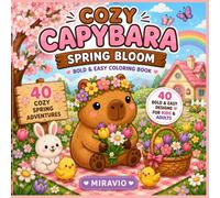 Cozy Capybara: Spring Bloom: Bold & Easy Coloring Book: 40 Cozy Spring Adventures for Kids & Adults